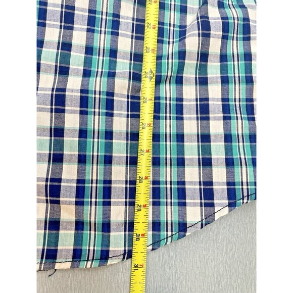7 Diamonds Shirt Mens XXL Pearl Snap Short Sleeve Plaid Western Retro Green/Blue - Picture 7 of 15